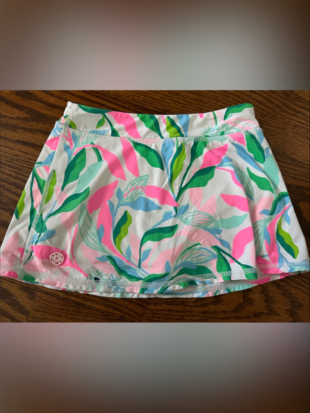 Lilly Pulitzer Pink Green Blue Leaf Print Skort